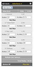 Easy to use Bookmaker betting slip