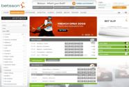 Betsson web site entry page - good simple design offering Sportsbook, Betting Exchange, Poker & Casino online gambling options