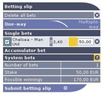 Sleek and simple betting slips online at Interwetten