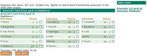 So who is going to score Arsenals last goal at Highbury?