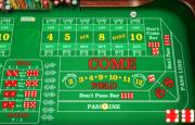 Clean, simple lines on the craps table at Blackjack Ballroom